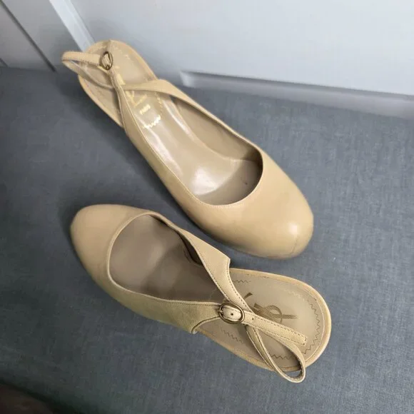 YSL Yves Saint Laurent Beige Leather Tribtoo 80 Slingback Heels EU 39 with COA
